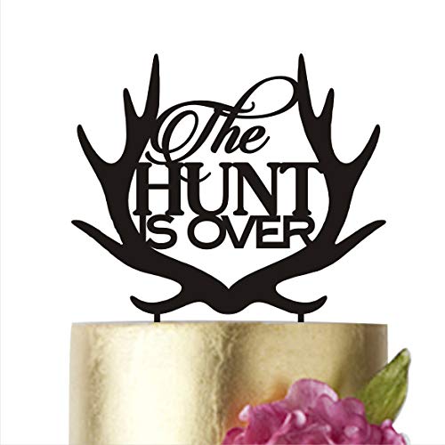 The Hunt is over Cake Topper for Wedding, Hunting Themed Wedding, Cake Topper Antler, Bride Grooms Cake Toppers, Rustic Wedding Style Décor (antler)