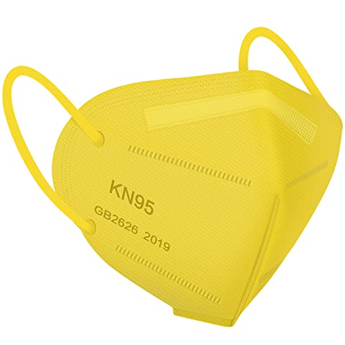 WWDOLL KN95 Face Mask 25 Pack, 5Layers Breathable KN95 Masks, Yellow