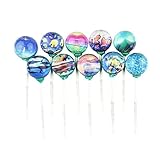 Sparko Sweets 10 Piece Aquatic Lollipops Rainforest of the Ocean Designs in Space Foil Gift Pack Supports Coral Reef Organization