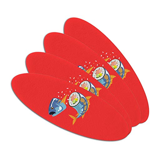 Sushi Tuna Fish Yellowtail Roll Double-Sided Oval Nail File Emery Board Set 4 Pack