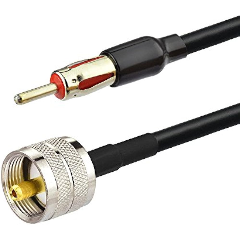 PL259 UHF Male To AM/FM Motorola Plug Extension Lead 12" Coax RG58 For