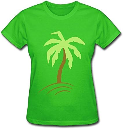 Fengzedid Palm Tree Beach Holiday Sun 2c Women's Short Sleeve Fashion T ShirtSize S Color Kellygreen