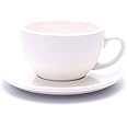 Coffeezone Cappuccino Barista Cup and Saucer Latte Art & Americano, New Bone China Coffee Shop Use (Glossy White, 8.5 oz)