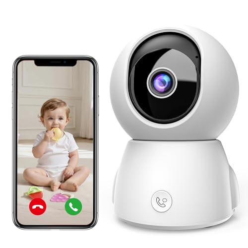 E T EASYTAO P210 Cámara de Seguridad Interior 2MP con Llamada de un Solo Clic, App Trishome o Icsee, Audio Bidireccional, Visión Nocturna, Seguimiento de Movimiento y Compatible con Alexa