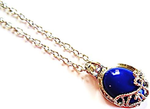 Silver Tone Vampire Diaries Design Necklace With Blue Bead