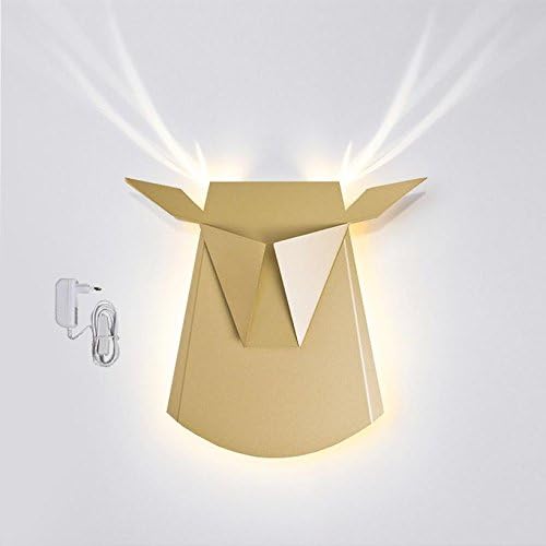 Popup Lighting Elegant Aluminum Wall LED Light Deer Head Fixture Electricity Plug in Gold