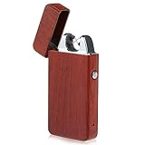 4BOSS PREMIUM WOOD USB Rechargeable Electronic lighter Windproof, flameless, no gas and fluid required, energy-saving side button double arc lighter. (Wood)