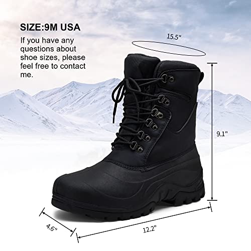 Jousen Men's Waterproof Snow Boots Black Insulated Winter Boot for Men