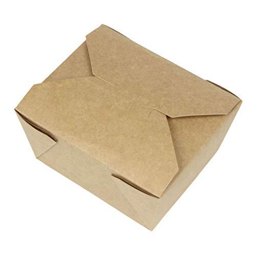 [36 Pack] 30 oz 5 x 4.5 x 2.5" Disposable Paper Take Out Food Containers, Microwaveble Folding Natural Kraft to Go Boxes #1