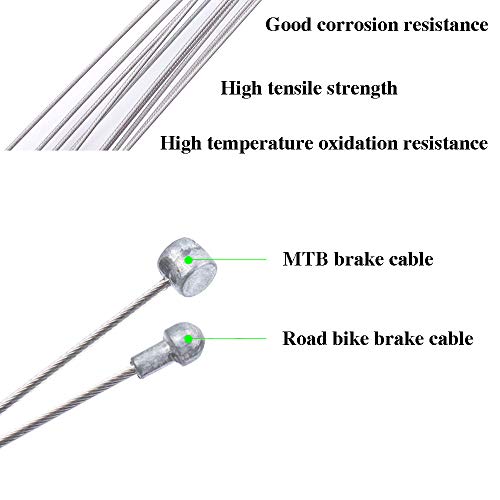 YESON Bike Brake Cable and Housing Set Mountain Bicycle Brake Cable and Housing Kit Red Brake Cable Wire Replacement Universal Standard for MTB or Road Bikes