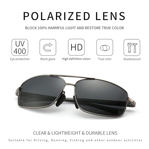 SUNGAIT Ultra Lightweight Rectangular Polarized Sunglasses Men UV400 Protection