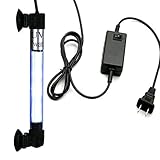 Coospider UVC Fish Tank Submersible UV Sterilizer Light Aquarium Water Clean Green Algae Bacteria Killing Machine Underwater Lamp Waterproof IP68 Internal use for Filter US Plug (7W)