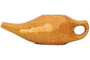 ANCIENT IMPEX Ceramic Neti Pot for Nasal Cleansing with 5 Sachets of Neti Salt | Compact and Travel-Friendly Design | Natural Remedy for Infection, Sinus and Congestion (Crackle Orange)
