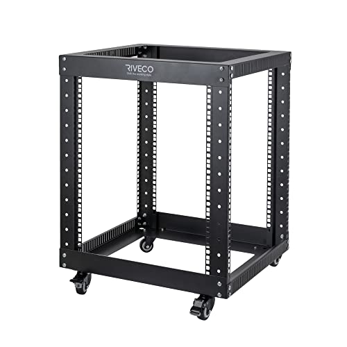 12U Server Rack Open Frame with CastersRIVECO 4 Post Quick Assembly 19