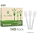 100% Compostable Forks - 140 Large Disposable Utensils (7 in.) Eco Friendly Durable and Heat Resistant Alternative to Plastic Forks with Convenient Tray by Ecovita
