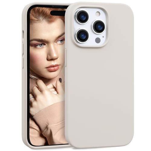 41zVKkjzEhL Imikoko Hülle Für Iphone 15 Pro Beige, Matt Silikon Dünn Handyhülle Stoßfest Gummi Schutzhülle Kratzfest Case Cover 6,1 Zoll