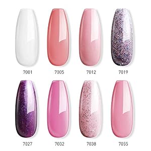 Image of AZUREBEAUTY Gel Nail Polish Set - Pink Purple Glitter Colors Soak Off UV LED Gel Polish Kit 8 PCS 0.24 OZ Product Name