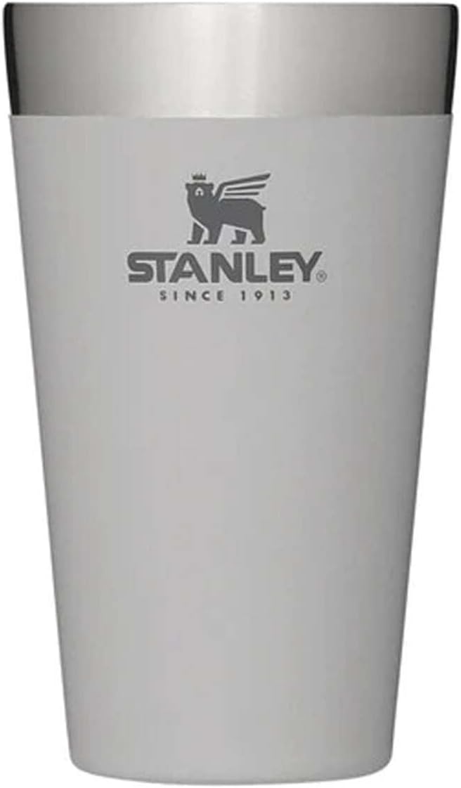 STANLEY 1913 Adventure Stacking Beer Pint 0.47L - Travel Mug Keeps Drinks Cold for 4 Hours - Stainless Steel Thermal Cup - Stacks Infinitely - Double Wall Vacuum Insulation - Dishwasher Safe - Ash