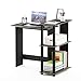 Furinno Abbott Corner Computer Desk with Bookshelf, French Oak Grey/Black