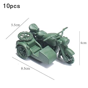 SaiDeng 10pcs Military Model DIY Model Toys Sand Table Miniatures Accessories Puzzle Learning Toy Educational Toys for Children, Kids, Teenagers, Youths Three-Wheeled Motorcycle