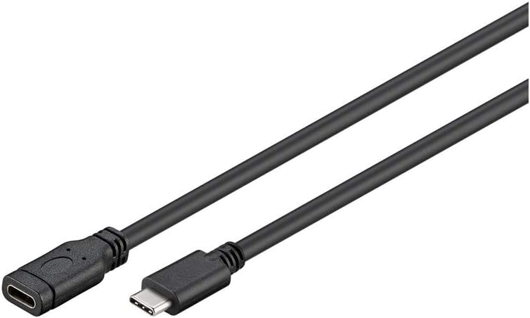 goobay 45393 USB-C Extension Cable USB 3.1 Generation 1, Black, USB-C Male to USB-C Female, 1 m Length