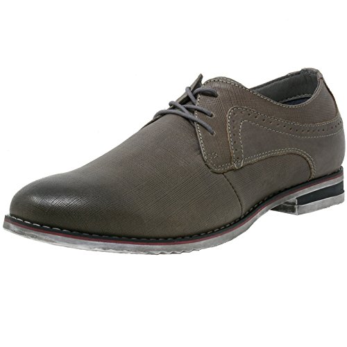 alpine swiss Double Diamond by Menâ€™s Saffiano Leather Lace-up Oxford Dress Shoes Gry 9 M US