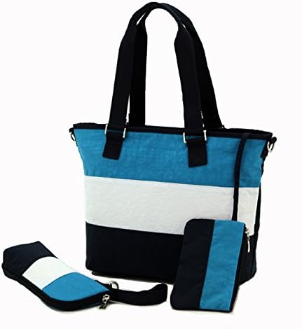 Luisvanita Diaper Tote Bag with Insulated Bottle Bag (Blue)