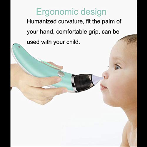 Tuobo Green Baby Nasal Aspirator Electric Nose Cleaner with 2 Sizes of Nose Tips and 5 Levels of Suction, Safe Hygienic for Newborns and Toddlers, USB Charging