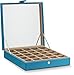 Glenor Co Earring Organizer, Classic 25 Section Jewelry Box/Case/Holder for Earrings, Rings, Necklaces, Jewelry, Cufflinks or Collections. 25 Small Compartments with Elegant Large Mirror, Blue