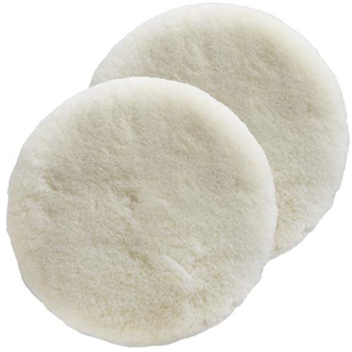 Polishing Pad Buffing Pads Kit 2PCS 6 Inch Polishing Buffer 100% Natural Wool Car Auto Hook and Loop Polishing Pads, Used with Rotary and Random Orbit Sander/Polisher For Car Glass Stone Ceramic etc