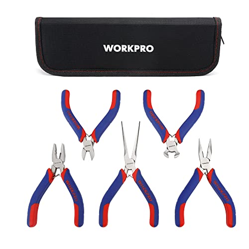 WORKPRO W001305 Mini Precision Pliers Set, Jewellery Pliers, 5 Pieces