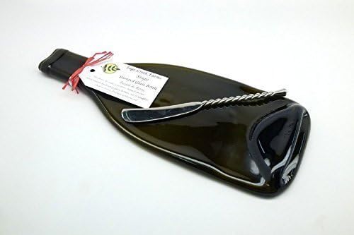 Brown Slumped Glass Flat Cheese Platter, Silverware included.