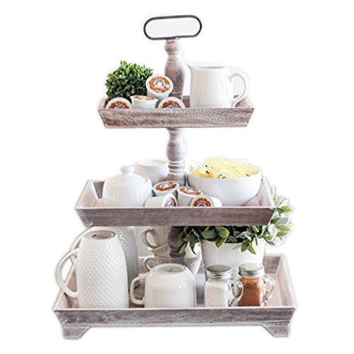 Rustic Wooden THREE Tiered PLATES Serving PLATTER Stand Rustic Wooden THREE Tiered PLATES Serving PLATTER Stand