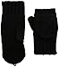 Isotoner Women's Sherpasoft Chunky Solid Cable Flip Top Mitten with Suede Palm Patch, Black, One Size