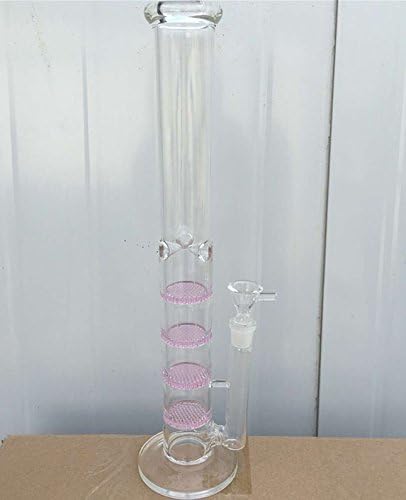 18 Inch Tall Glass Bong Nice Pink 4 Layer Honeycomb Percolator Glass Water Pipes 18.8 mm Glass Hookah
