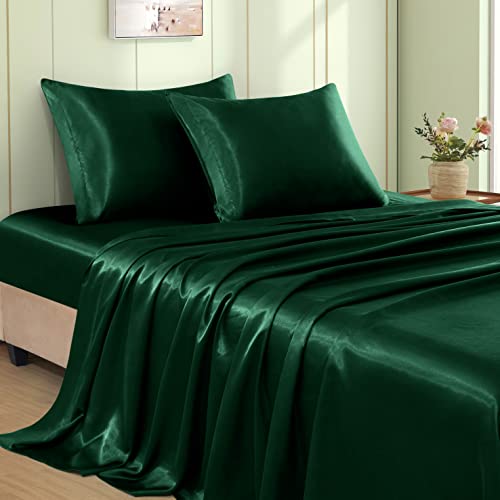 Emerald Green Satin Sheet Set King