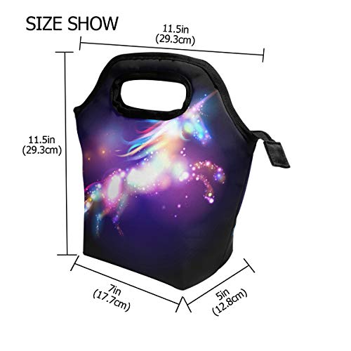 Naanle Galaxy Unicorn Insulated Zipper Lunch Bag Cooler Tote Bag for Adult Teen Men Women, Animal Unicorn Lunch Boxes Lunchboxes Meal Prep Handbag