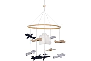 Sorrel + Fern Baby Crib Mobile (Airplanes in The Clouds, Short Version) - Nursery Decoration and Baby Shower for Boys & Girls