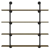 PUNCIA Super Long Wall Floating Wood Kitchen Book Storage Shelf Farmhouse Wall Bookcase Shelves,Farmhouse Floating Wall Decor Kitchen Shelves (48in x 8in x4 Tiers)