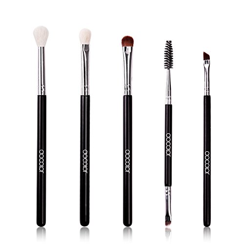 Docolor 5Pcs Professional Makeup Eye Brush Set - Eyeshadow Eyebrow Smokey Blending Crease Kit