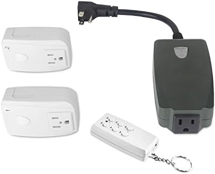 Remote Control Outlet Switch Indoor/Outdoor Electrical Socket for Household Appliance(3 Outlets and 1 Remote)