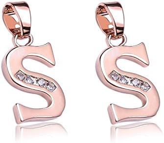 BEFASIN Womens Mother and Daughter zircon crystal Alphabet Initial Letters DIY Pendant Necklace 2 Pack with Gold and Silver Color From A-Z(Not Include Chain)(Letter S)