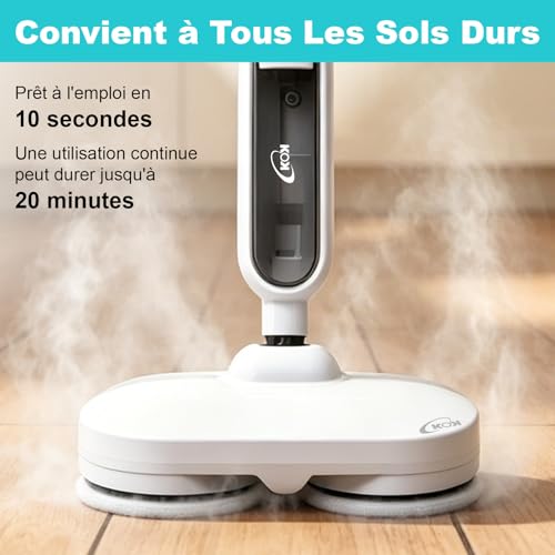 KOK 10-in-1 Steam Cleaner, Steam Mop with Rotary Function, High Temperature Steam, 500ml Capacity, 15 Accessories, 10s Heating Time, for Bedrooms, Kitchens and Living Rooms