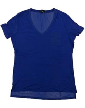 Calvin Klein Jeans Women's V-Neck or Crew Neck Short Sleeve Knit Top (Deep Cobalt (01)