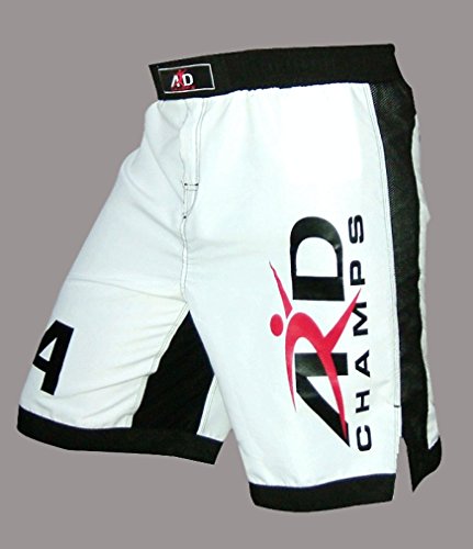 ARD-Champs Xtreme MMA Shorts UFC Cage Fight Boxing White (Large)