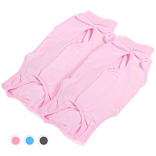 Cat Professional Recovery Suit for Abdominal Wounds or Skin Diseases, E-Collar Alternative for Cats and Dogs, After Surgery Wear, Pajama Suit (M, Pink 2pcs)