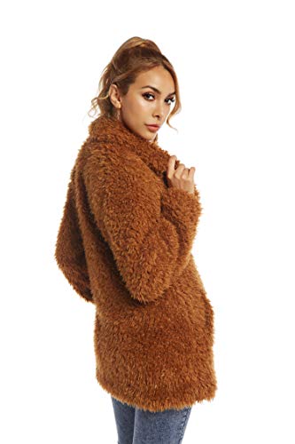 Elegant Faux Fur Coat Women Autumn Winter Warm Open Front Jacket Cardigan Overcoat Casual Outerwear XL