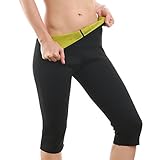 LYTOPTOP Women's Hot Sweat Slimming Neoprene Pants Body Shaper for Weight Loss, Thigh Belly Fat Burner Leggings Hot Thermo Sauna Waist Trainer Capris Black