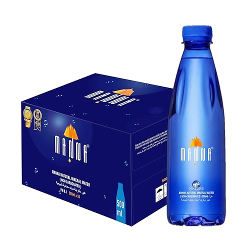 MANNA Natural Volcanic Mineral Water – pH 8.3 Natural Alkaline, Essential Minerals, Small Molecule for Rapid Hydration – 500ml pack of 24