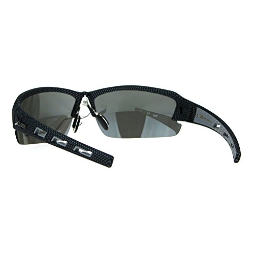 Xloop Sports Sunglasses Half Rim Matte Black Silver UV400 Silver Mirror, Gray